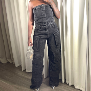 Denim Cargo Jumpsuit