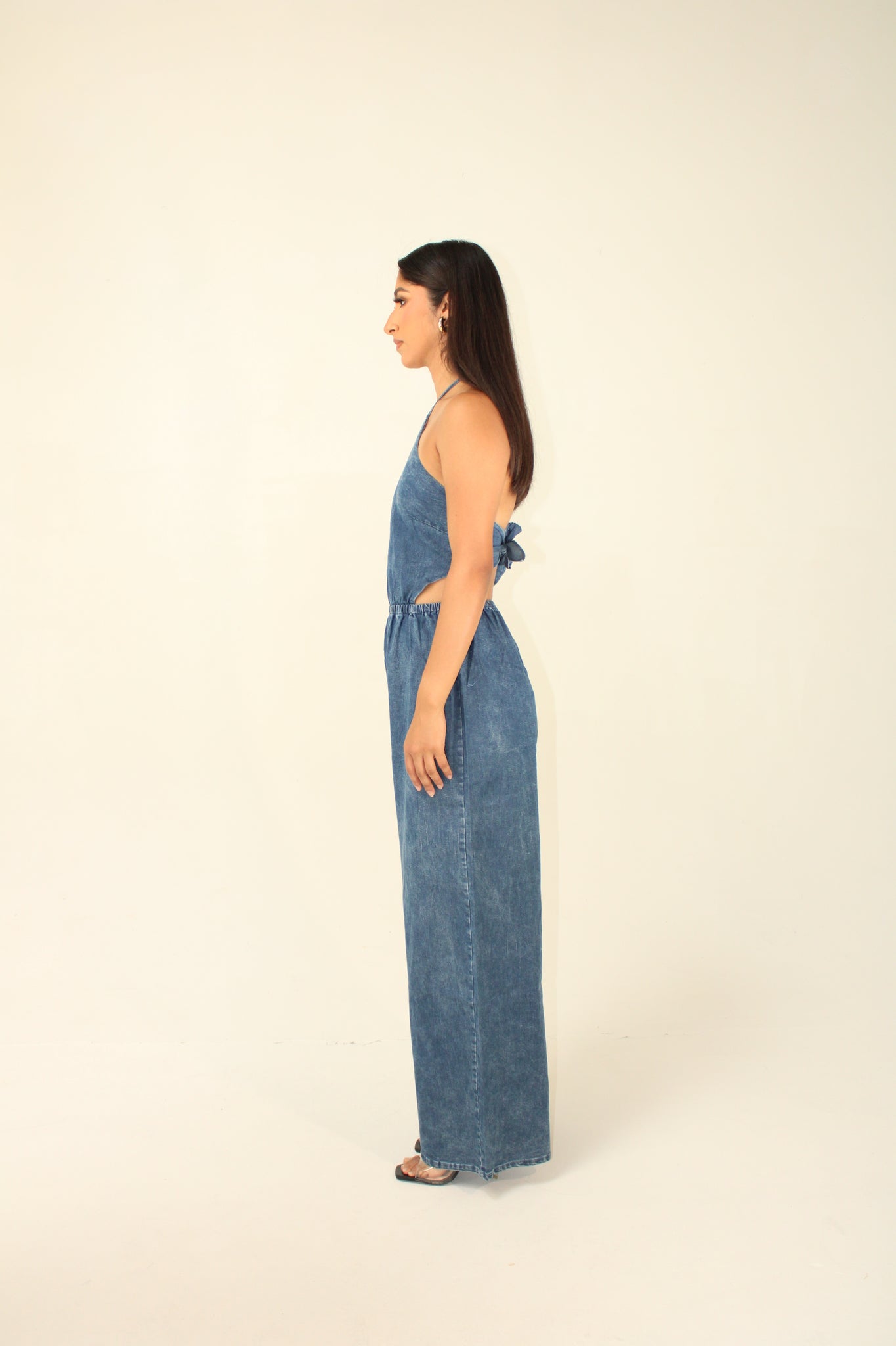 Denim Halter Jumpsuit